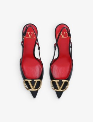 Valentino Garavani Vlogo Signature Satin Slingback Pumps 80mm Woman Black 40.5 In Black