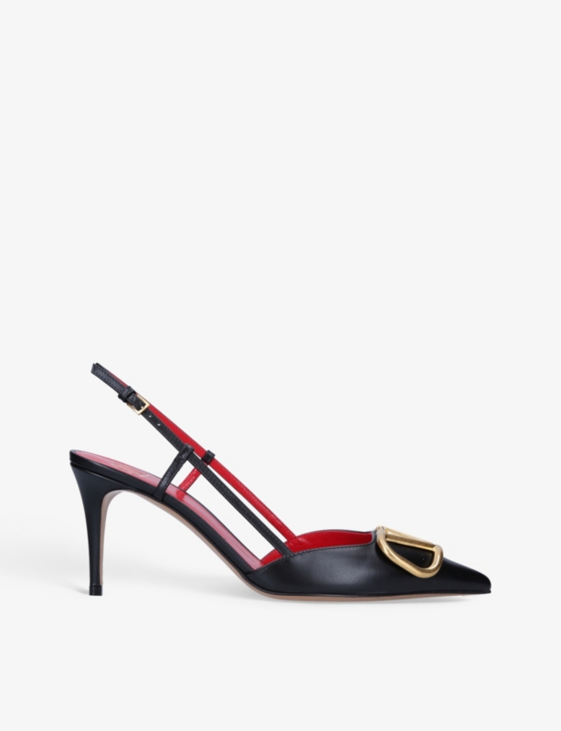 VLOGO 80 pointed-toe leather slingback courts
