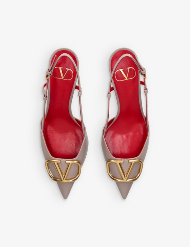 VLOGO 80 pointed-toe leather slingback courts