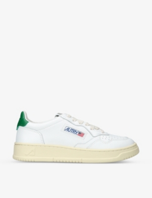 Autry Womens Green Comb Medalist Low-top Leather Trainers