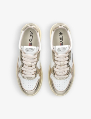 Autry Two-tone Leather Medalist Sneakers In Gold
