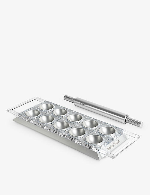 MARCATO: Ravioli aluminium pasta cutter tablet and rolling pin
