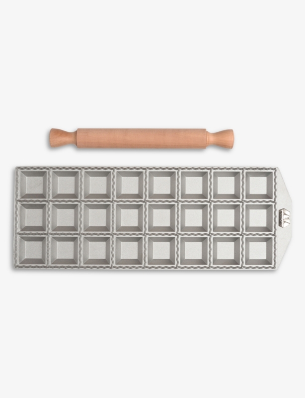Square ravioli aluminium pasta cutter mould and rolling pin