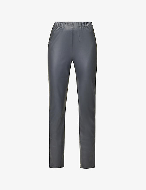 MAX MARA: Slim-fit mid-rise faux-leather trousers