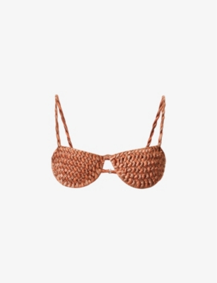 ISA BOULDER: Twisted-trim half-cup bikini top