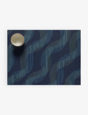 Chilewich Ocean Twist Ocean Rectangle Vinyl Placemat 36cm X 48cm In Ocean