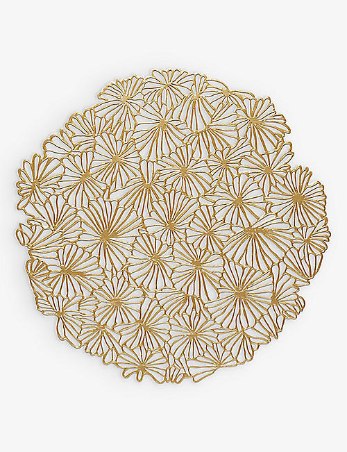 CHILEWICH：雏菊设计压印乙烯基圆形餐盘垫 39 厘米