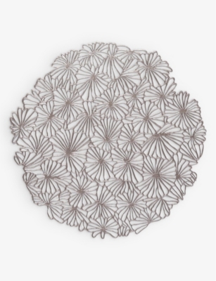 Chilewich Gunmetal Daisy-design Pressed-vinyl Round Placemat 39cm