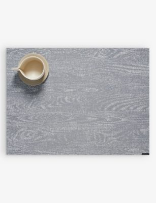 Chilewich Slate Woodgrain Rectangle-shape Woven Placemat 36cm X 48cm In Slate