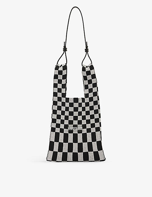 LASTFRAME: Market checked woven tote bag