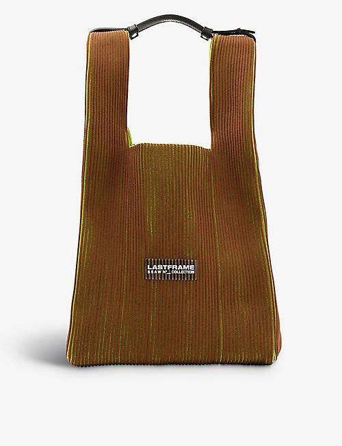 LASTFRAME: Okamochi brand-appliqué knitted shoulder bag