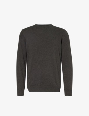 Barbour Mens Charcoal Crewneck Regular-fit Wool And Cashmere-blend Jumper