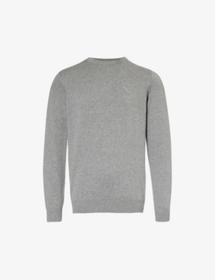 Barbour Logo Embroidered Crewneck Knit Jumper In Grey