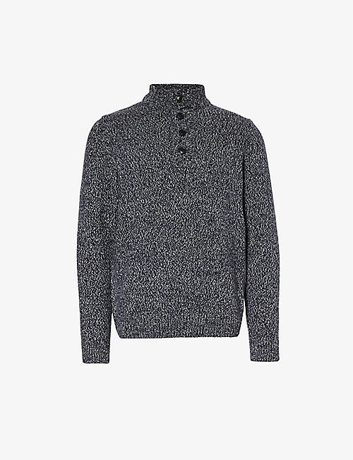 BARBOUR: Button-fastened regular-fit cotton and wool-blend jumper