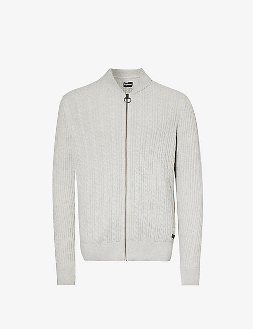 BARBOUR: Cable-knit stand-collar wool and cotton-blend jumper