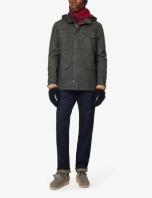 BARBOUR BARBOUR MENS GREY/BLACK SLATE WINTER SAPPER FUNNEL-NECK REGULAR-FIT WAXED-COTTON JACKET 