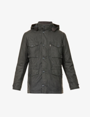 Barbour Winter Sapper Funnel-neck Regular-fit Waxed-cotton Jacket In Grey/black Slate