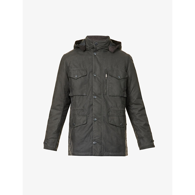 Barbour Winter Sapper Funnel-neck Regular-fit Waxed-cotton Jacket In Grey/black Slate