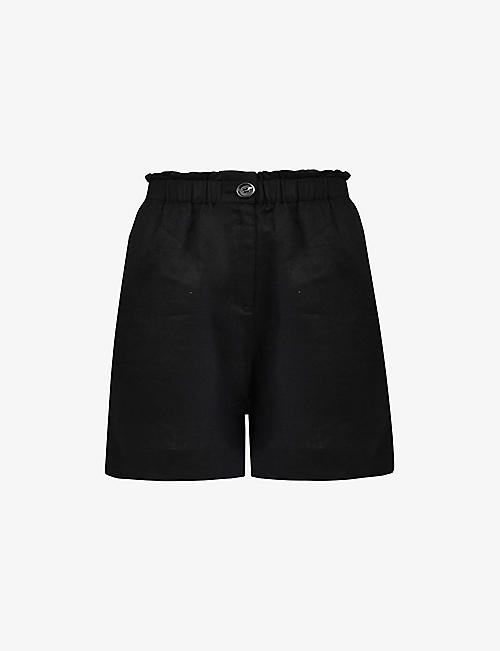 RO&ZO: Regular-fit elasticated-waist linen shorts