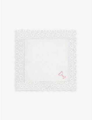 ANNA + NINA: Cheers logo-embroidered lace-trim cotton napkin 45cm x 45cm