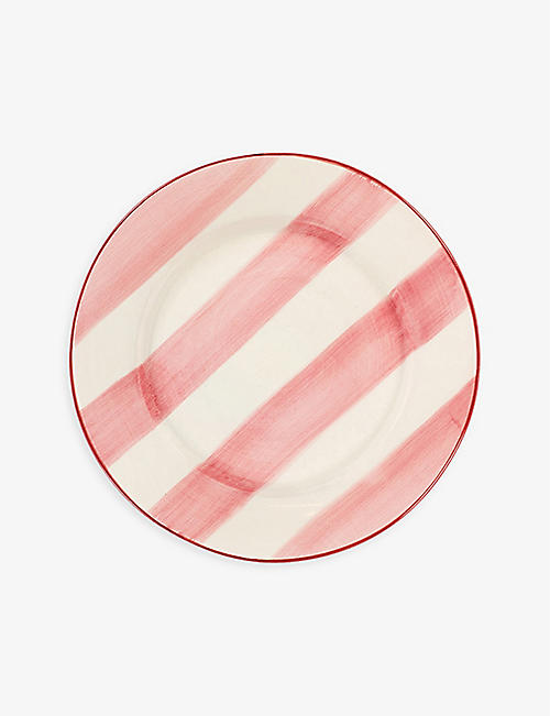 ANNA + NINA: Striped Posy circular ceramic dinner plate 29.5cm