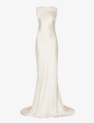 MAISON MARGIELA: Sleeveless low-back satin maxi dress