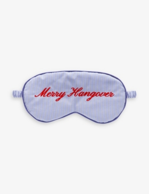 Anna + Nina Merry Hangover Slogan-embroidered Cotton Sleeping Mask