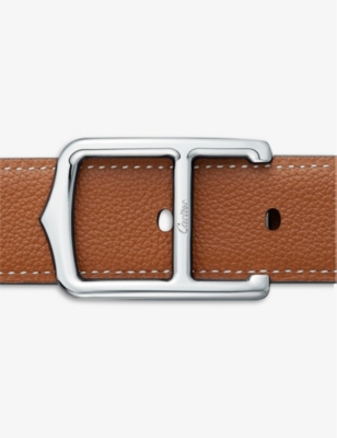 Cartier Womens Black Logo-embossed Grained Leather Belt In Black