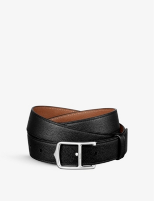 Cartier Womens Black Logo-embossed Grained Leather Belt