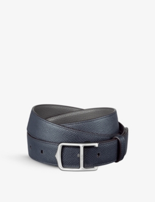 Cartier Womens Grey Logo-embossed Grained Leather Belt