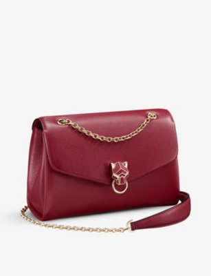 Cartier Panthère De  Chain Small Leather Cross-body In Red