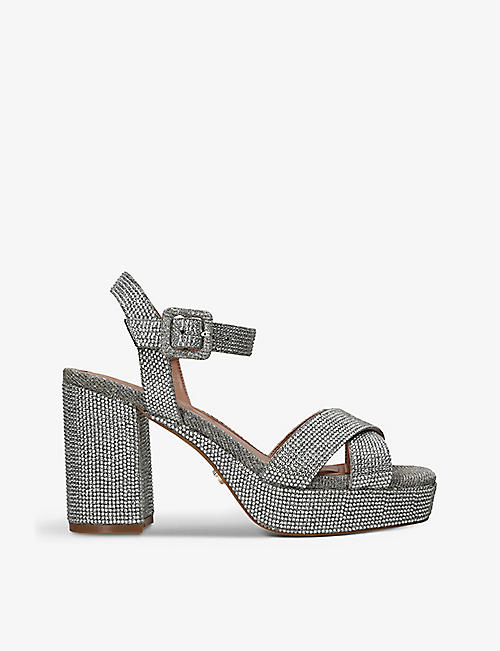 CARVELA: Serafina crystal-embellished woven heeled sandals