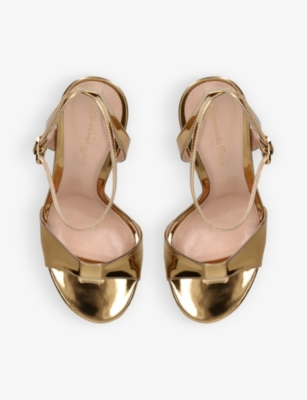 Shop Gianvito Rossi Womens Gold Aura Metallic-leather Heeled Sandals