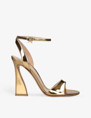 Shop Gianvito Rossi Womens Gold Aura Metallic-leather Heeled Sandals