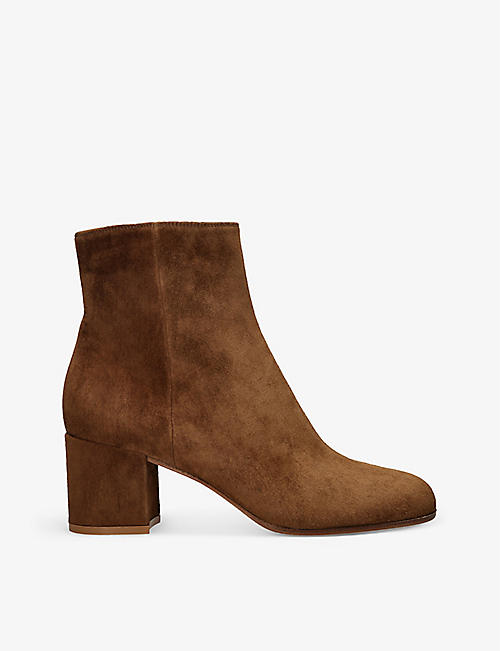 GIANVITO ROSSI: Margeaux block-heel suede heeled ankle boots