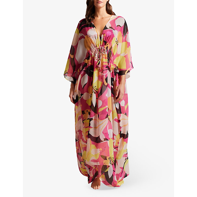 Shop Ted Baker Lucenaa Abstract-print Woven Maxi Dress In Lt-nude