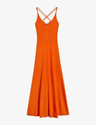 ted baker orange maxi dress TED BAKER Pink & Orange Halter Neck Maxi Dress (Size12/Ted Baker 5)