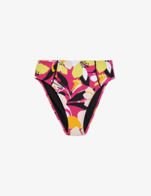 TED BAKER: Marthya floral-print high-waisted bikini bottoms