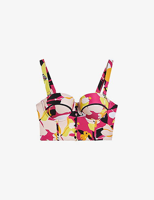 TED BAKER: Margieh abstract-print balconette bikini top
