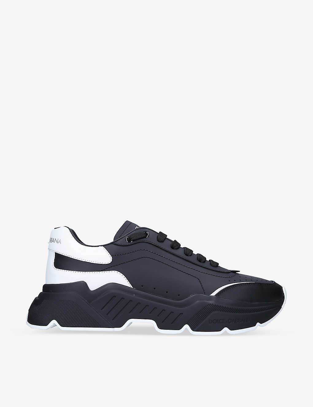 Shop Dolce & Gabbana Daymaster Leather Trainers In Blk/white