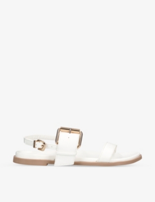 Carvela Womens White Berlin Buckle-strap Faux-leather Sandals