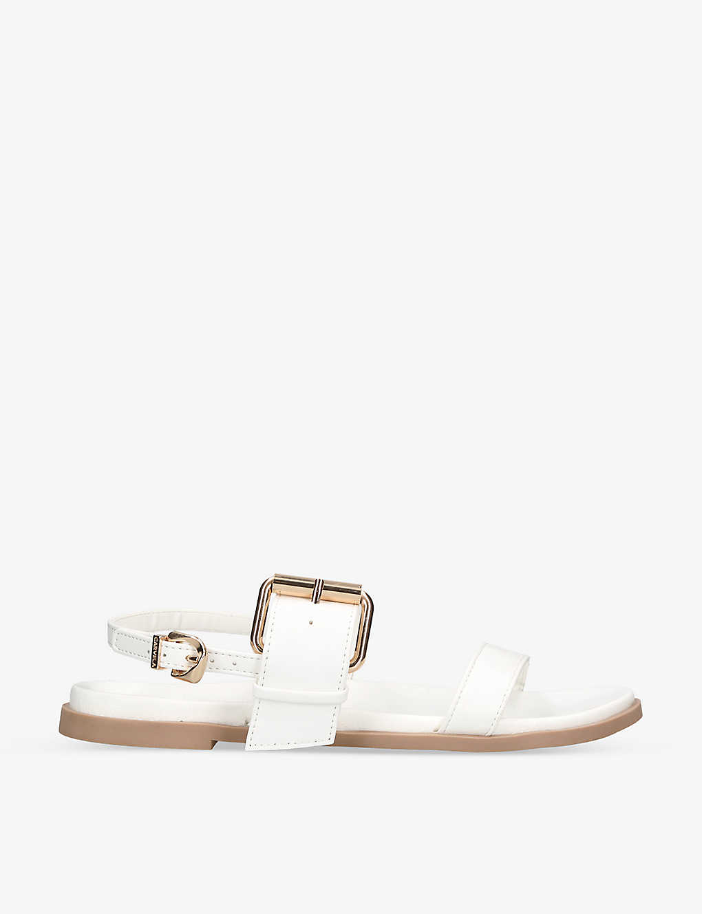 Carvela Womens White Berlin Buckle-strap Faux-leather Sandals