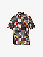 BEAMS PLUS: Patchwork-pattern regular-fit woven shirt