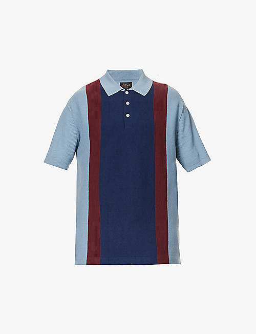 BEAMS PLUS: Fine-knit ribbed-trim cotton polo shirt