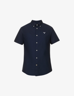 Barbour Oxtown Brand-embroidered Cotton Shirt In Navy