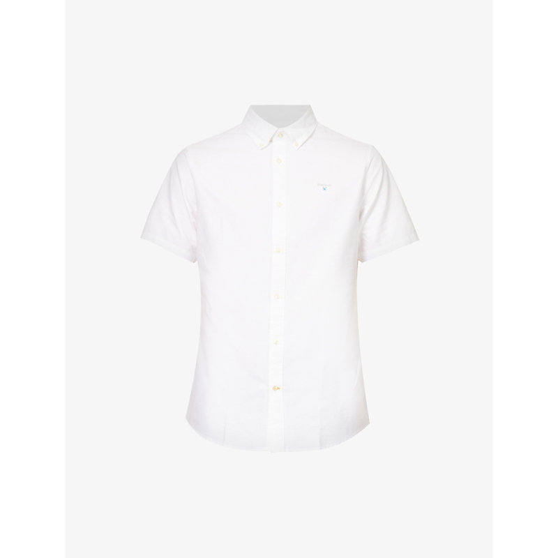 Barbour Mens White Oxtown Brand-embroidered Cotton Shirt