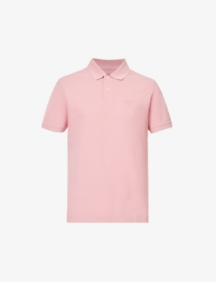 BARBOUR BARBOUR MEN'S PINK SALT BRAND-EMBROIDERED SHORT-SLEEVED COTTON-PIQUÉ POLO SHIRT,67457565