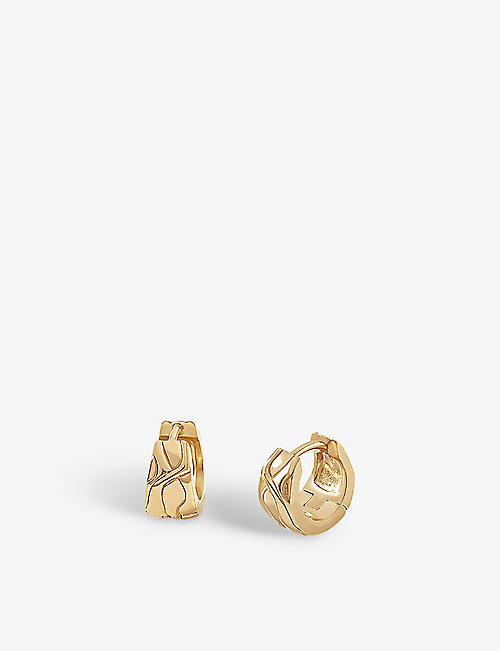 EDGE OF EMBER: Victoria textured 18ct yellow gold-plated recycled sterling-silver huggie earrings