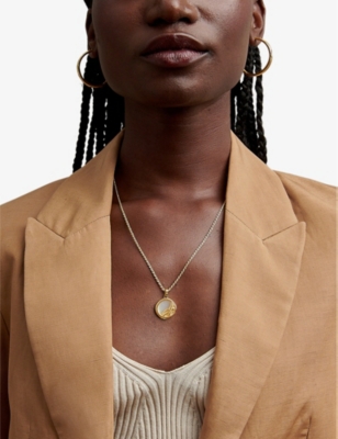Shop Edge Of Ember Victoria Gaia 18ct Yellow Gold-plated Recycled Sterling-silver And Pearl Pendant Necklace