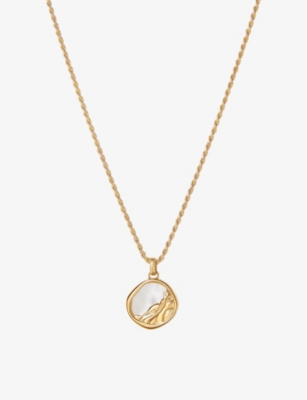EDGE OF EMBER: Victoria Gaia 18ct yellow gold-plated recycled sterling-silver and pearl pendant necklace
